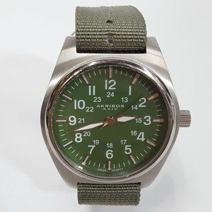 Akribos XXVI AK729GN Stainless Steel Watch with Adjustable Cloth Band